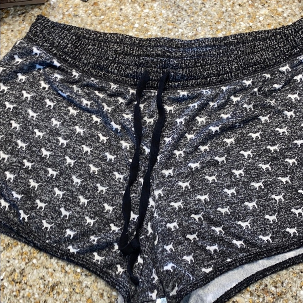 PINK black sleep shorts with dogs on them